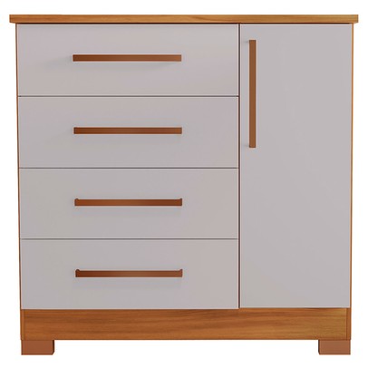 Cômoda 1 Porta 4 Gavetas Freijó Trend/Off White Nt5185 - Notável Móveis