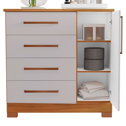 Cômoda 1 Porta 4 Gavetas Freijó Trend/Off White Nt5185 - Notável Móveis