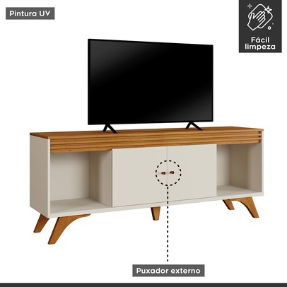 Rack para TV Até 65 Polegadas Madrid 2 Portas Off White/Naturalle - Mavaular