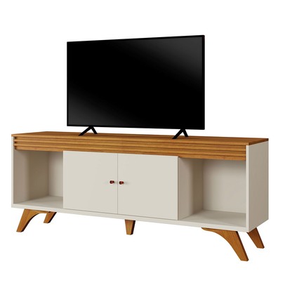 Rack para TV Até 65 Polegadas Madrid 2 Portas Off White/Naturalle - Mavaular