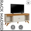 Rack para TV Até 65 Polegadas Madrid 2 Portas Off White/Naturalle - Mavaular