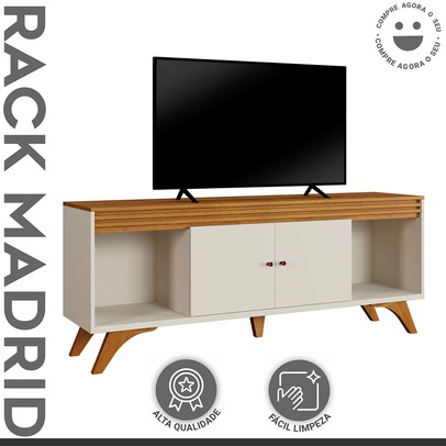 Rack para TV Até 65 Polegadas Madrid 2 Portas Off White/Naturalle - Mavaular