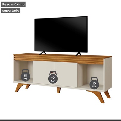 Rack para TV Até 65 Polegadas Madrid 2 Portas Off White/Naturalle - Mavaular