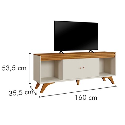 Rack para TV Até 65 Polegadas Madrid 2 Portas Off White/Naturalle - Mavaular