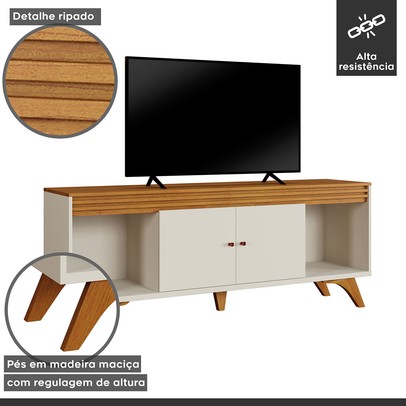 Rack para TV Até 65 Polegadas Madrid 2 Portas Off White/Naturalle - Mavaular