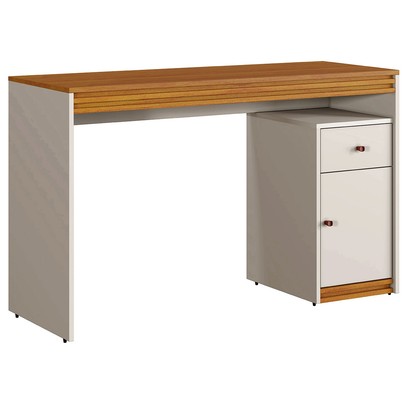 Mesa Escrivaninha Madrid 1 Porta 1 Gaveta Off White/Naturalle - Mavaular