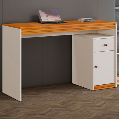 Mesa Escrivaninha Madrid 1 Porta 1 Gaveta Off White/Naturalle - Mavaular