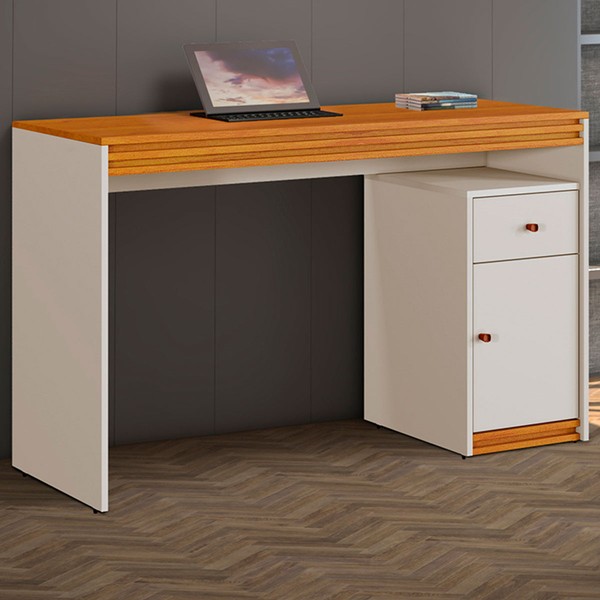 Mesa Escrivaninha Madrid 1 Porta 1 Gaveta Off White/Naturalle - Mavaular