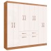 Guarda-Roupa Casal Catalunha 10 Portas 2 Gavetas Off White/Nogueira - Doripel Móveis