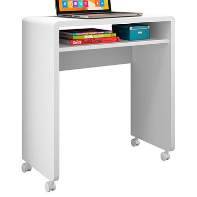 Mesa Escrivaninha Smile 1 Prateleira Branco - Olivar Móveis