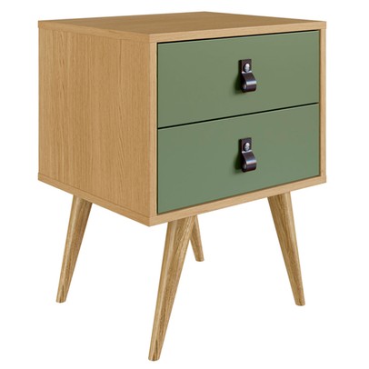 Mesa de Cabeceira Amber 2 Gavetas Savana Alecrim - Genialflex