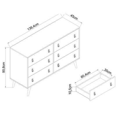 Cômoda 6 Gavetas Savana Alecrim 3003 - Genialflex