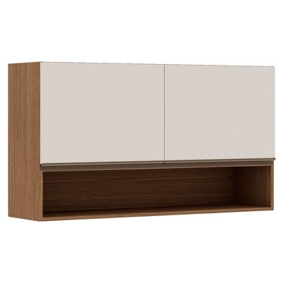 Armário Aéreo Cozinha 2 Portas Ebano Fosco/Off White Fosco 1301m - Genialflex