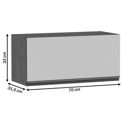 Armário Aéreo Cozinha 1 Porta Ebano Fosco/Off White Fosco 1302m - Genialflex