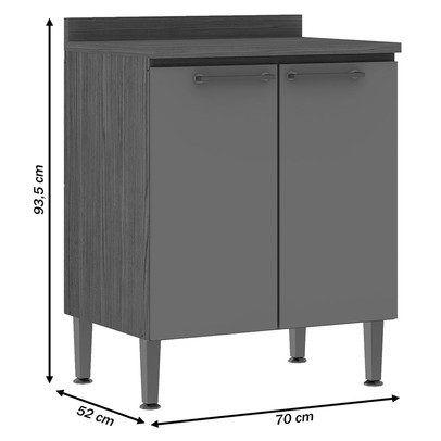 Armário de Cozinha 2 Portas Ebano Fosco/Off White Fosco 1304m - Genialflex