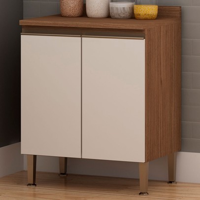 Armário de Cozinha 2 Portas Ebano Fosco/Off White Fosco 1304m - Genialflex