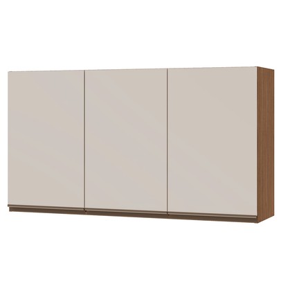 Armário Aéreo Cozinha 3 Portas Ebano Fosco/Off White Fosco 1306m - Genialflex