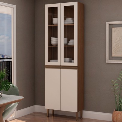 Paneleiros 4 Portas Ebano Fosco/Off White Fosco 1317m - Genialflex