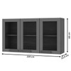 Armário Aéreo Cozinha 3 Portas com Vidro Ebano Fosco/Alecrim 1318l - Genialflex