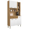 Armário de Cozinha Golden 6 Portas 1 Gaveta com Vidro Ripado 3d Freijó/Supremo - Kits Paraná