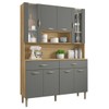 Armário de Cozinha Golden 8 Portas 2 Gavetas com Vidro Freijó/Gris - Kits Paraná