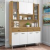 Armário de Cozinha Golden 8 Portas 2 Gavetas com Vidro Ripado 3d Freijó/Supremo - Kits Paraná