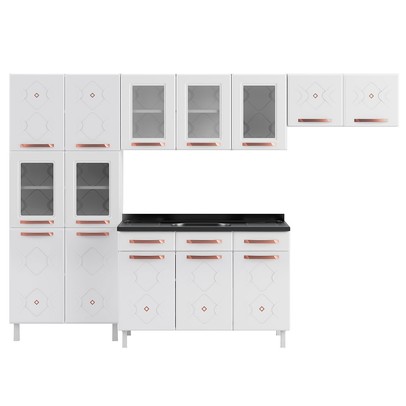 Cozinha de Aço Completa Mirage New 14 Portas 2 Gavetas Branco 815484 - Telasul