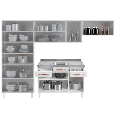 Cozinha de Aço Completa Mirage New 14 Portas 2 Gavetas Branco 815484 - Telasul
