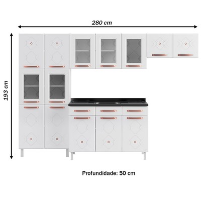 Cozinha de Aço Completa Mirage New 14 Portas 2 Gavetas Branco 815484 - Telasul