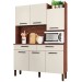 Armário de Cozinha Modena 6 Portas 2 Gavetas Nogueira/Off White - Kits Paraná