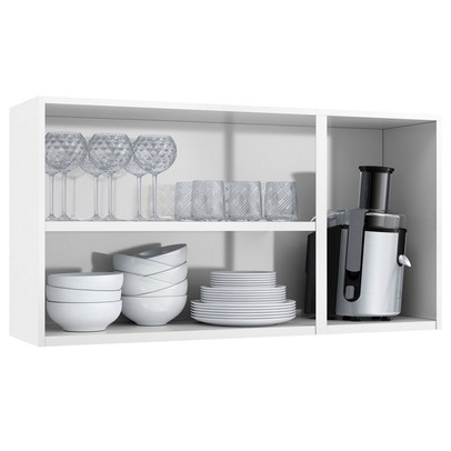 Armário Aéreo Cozinha em Aço Diamante 3 Portas com Vidro Branco/Preto 818007 - Telasul