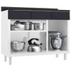 Armário de Cozinha em Aço Diamante 3 Portas 3 Gavetas Branco/Preto 818108 - Telasul