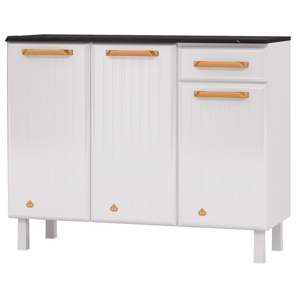 Balcão de Cozinha em Aço Diamante 3 Portas 1 Gaveta Branco 818134 - Telasul