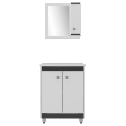 Armário de Banheiro 60 Cm 3 Portas Branco/Preto - Ozini Móveis
