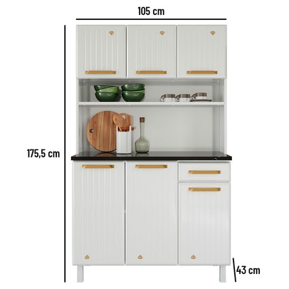 Cozinha de Aço Compacta Diamante 6 Portas 1 Gaveta Branco 818223 - Telasul