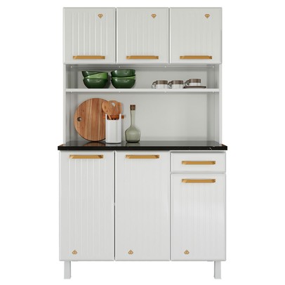 Cozinha de Aço Compacta Diamante 6 Portas 1 Gaveta Branco 818223 - Telasul