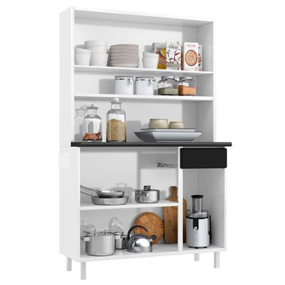 Cozinha de Aço Compacta Diamante 6 Portas 1 Gaveta Branco/Preto 818223 - Telasul