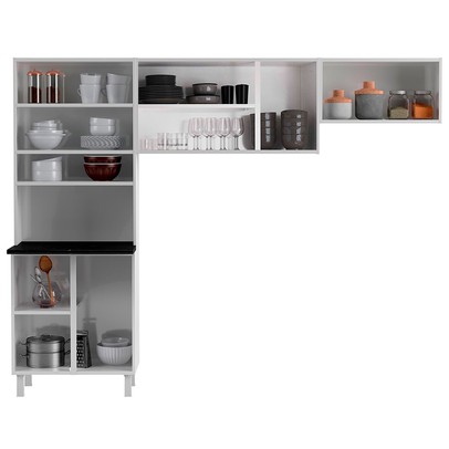 Cozinha de Aço Compacta Diamante 9 Portas com Vidro Branco/Preto 818444 - Telasul