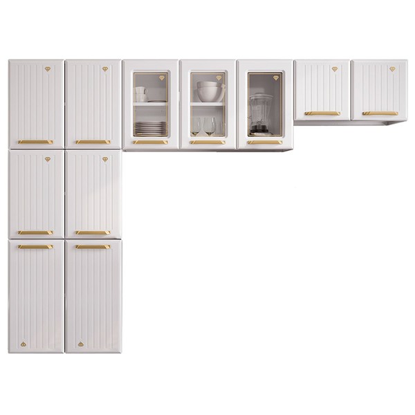 Cozinha de Aço Compacta Diamante 11 Portas com Vidro Branco 818460 - Telasul