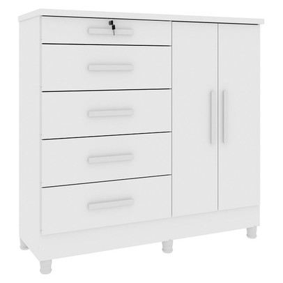 Cômoda Istambul 2 Portas 5 Gavetas Neve - Tcil Móveis