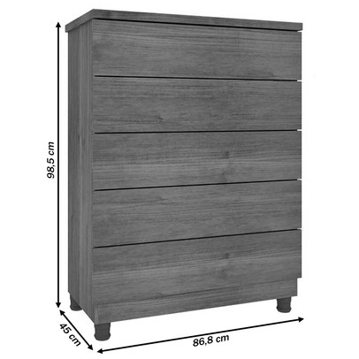 Cômoda Premium 5 Gavetas Neve - Tcil Móveis