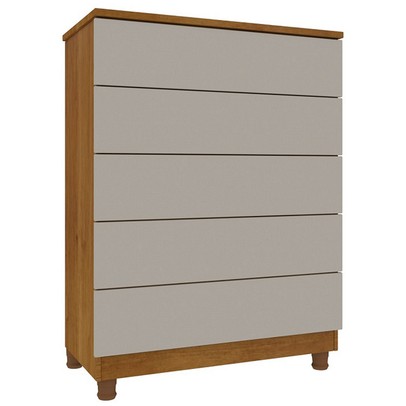 Cômoda Premium 5 Gavetas Cinamomo/Off White - Tcil Móveis