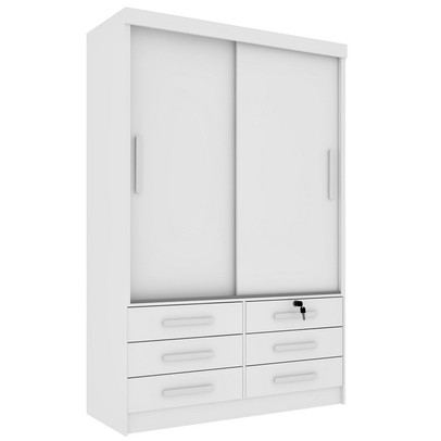Guarda-Roupa Casal Chicago 2 Portas 6 Gavetas Neve - Tcil Móveis