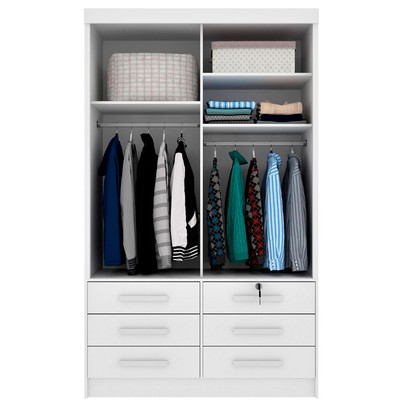 Guarda-Roupa Casal Chicago 2 Portas 6 Gavetas Neve - Tcil Móveis
