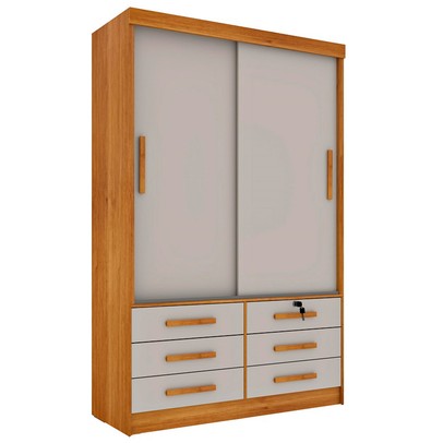 Guarda-Roupa Casal Chicago 2 Portas 6 Gavetas Cinamomo/Off White - Tcil Móveis