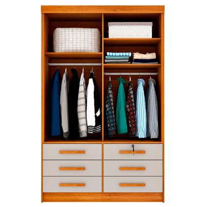 Guarda-Roupa Casal Chicago 2 Portas 6 Gavetas Cinamomo/Off White - Tcil Móveis