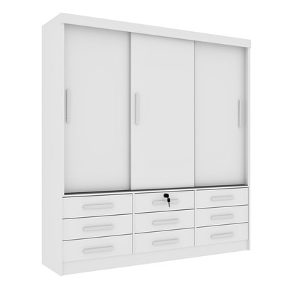 Guarda-Roupa Chicago 3 Portas 9 Gavetas Neve - Tcil Móveis