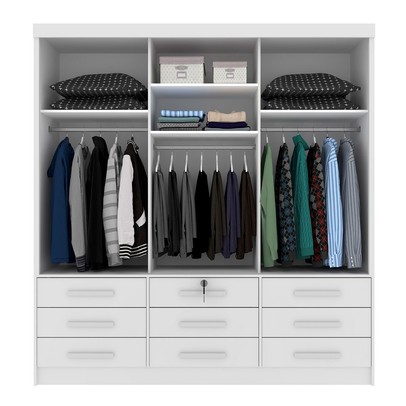 Guarda-Roupa Chicago 3 Portas 9 Gavetas Neve - Tcil Móveis