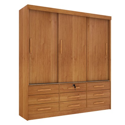 Guarda-Roupa Chicago 3 Portas 9 Gavetas Cinamomo - Tcil Móveis