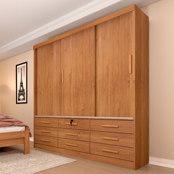 Guarda-Roupa Chicago 3 Portas 9 Gavetas Cinamomo - Tcil Móveis